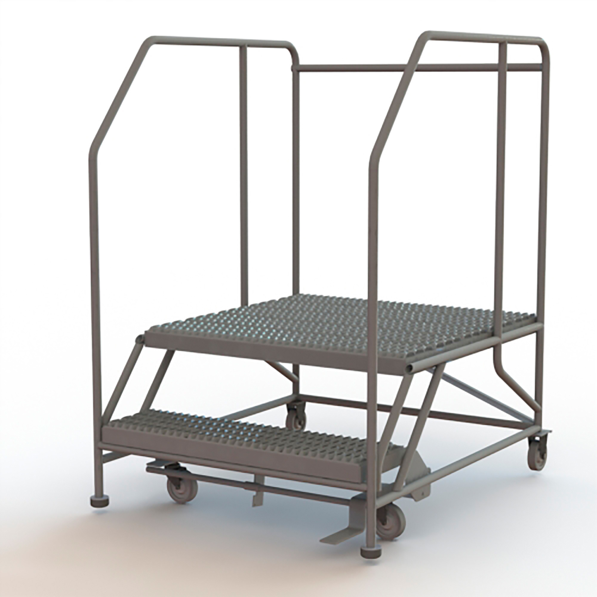 Tri-Arc 2-Step Mobile Steel Work Platform with Handrails-- Gray, 40in.W x 46in.L x 56in.H, 800-Lb. Capacity, Model# WLWP123636SL